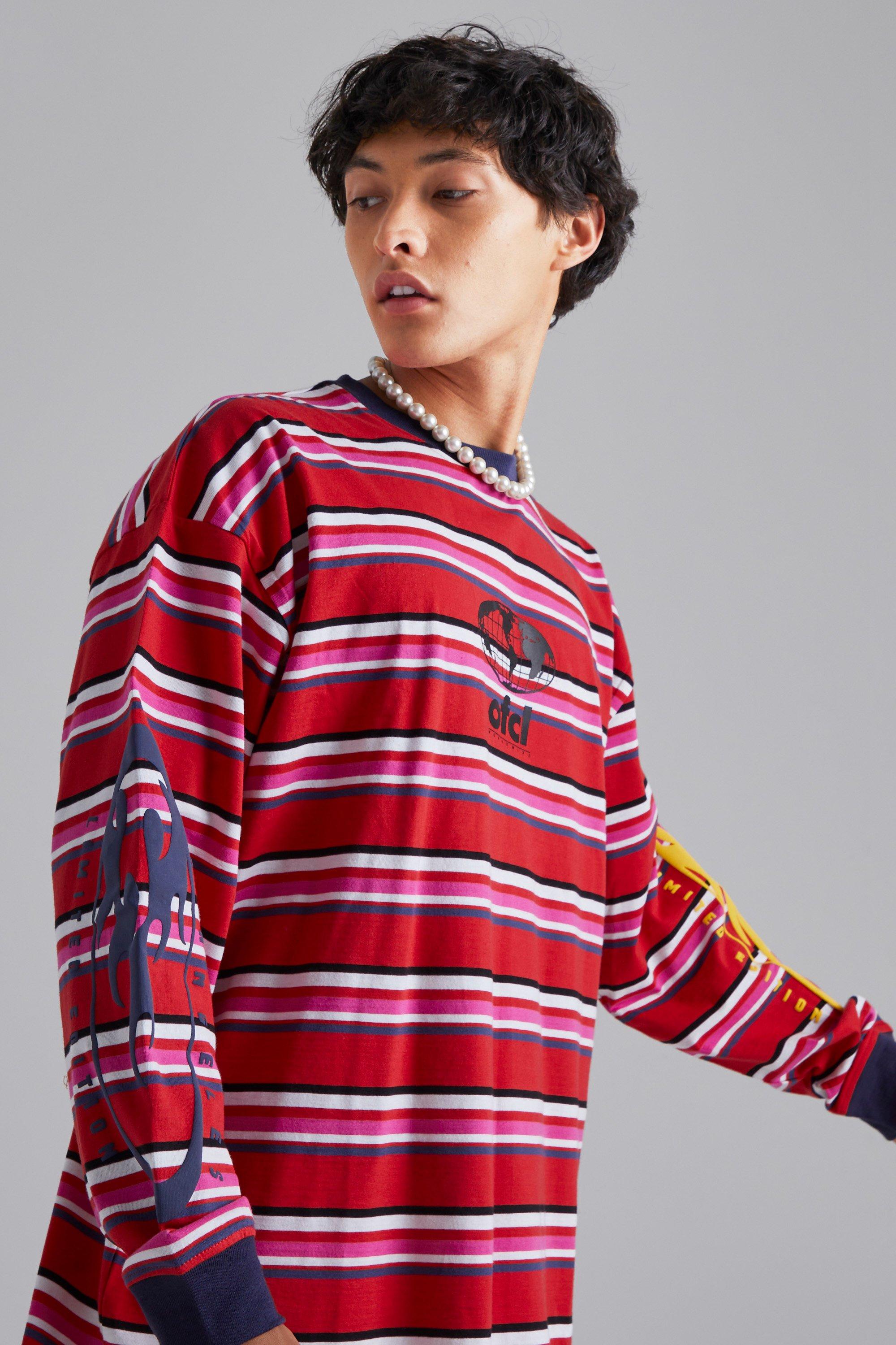 Mens striped long outlet sleeve t shirt