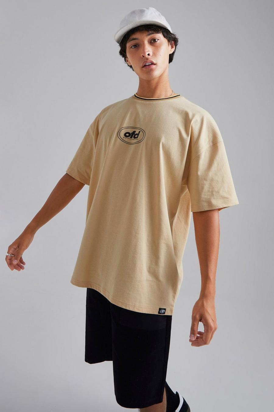 Stone beige Ofcl Oversize t-shirt i tjockt tyg image number 1