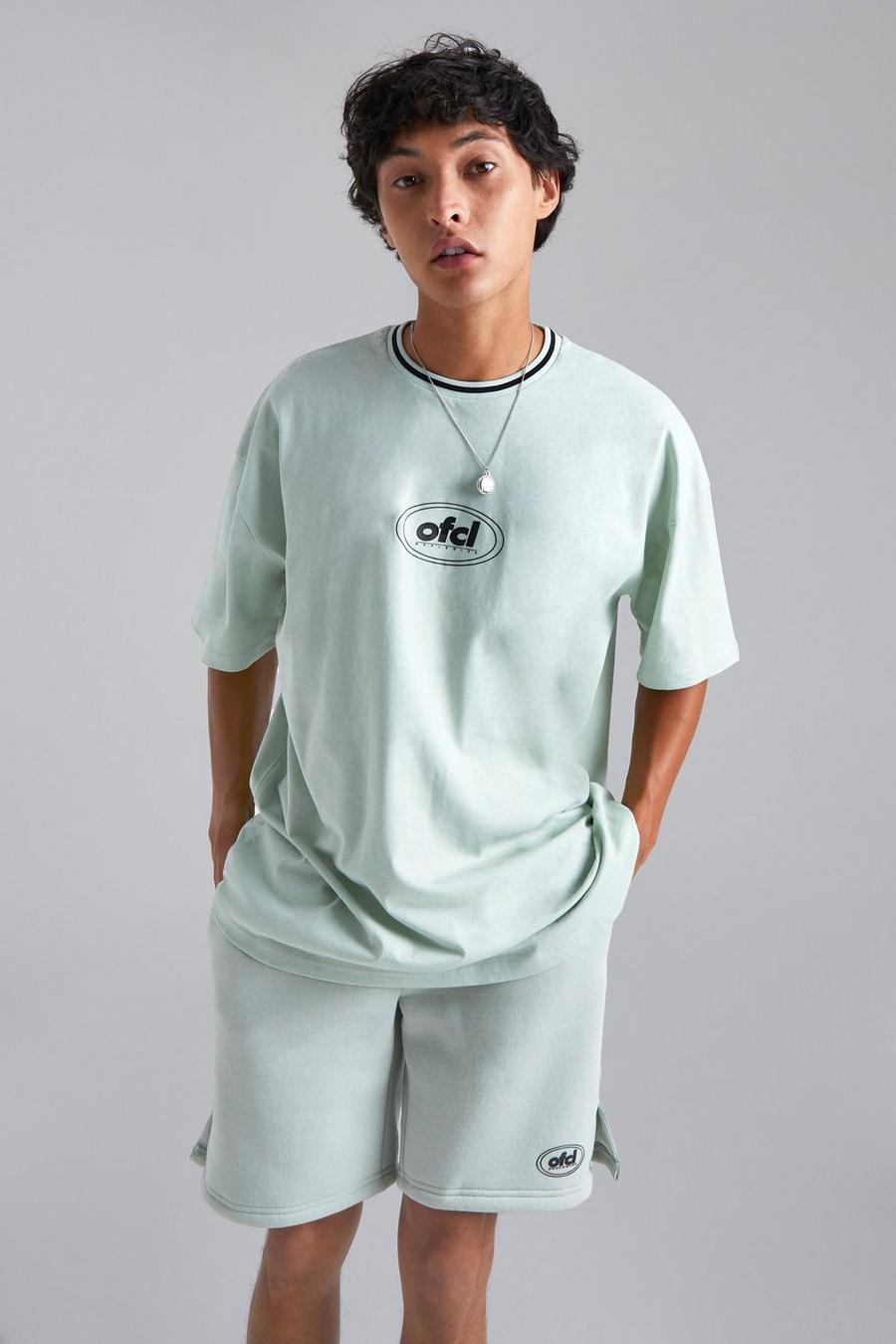 Sage grön Ofcl Oversize t-shirt i tjockt tyg image number 1