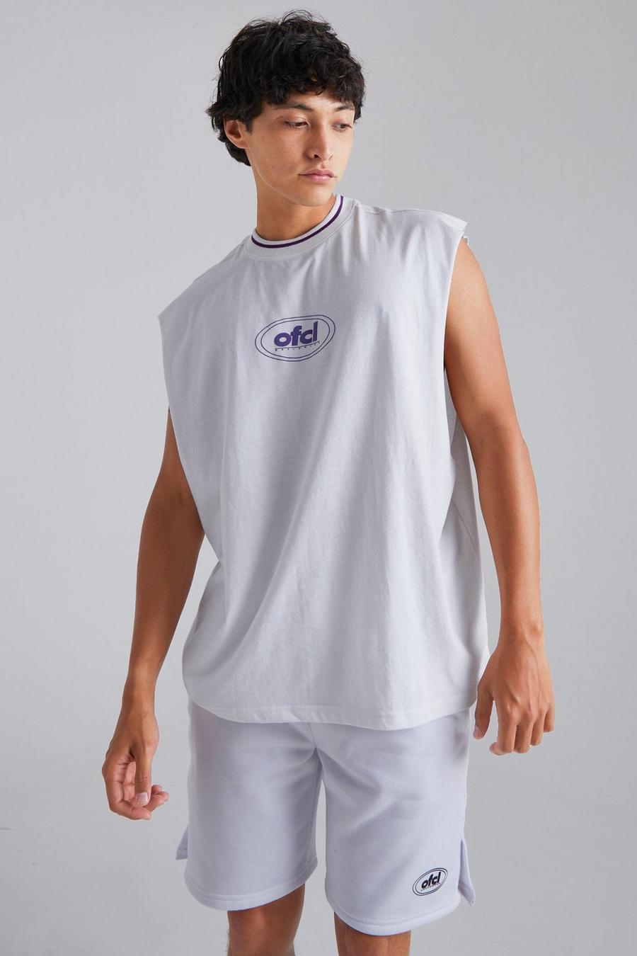 White Oversized Official Worldwide Tank Top Met Grote Armgaten image number 1