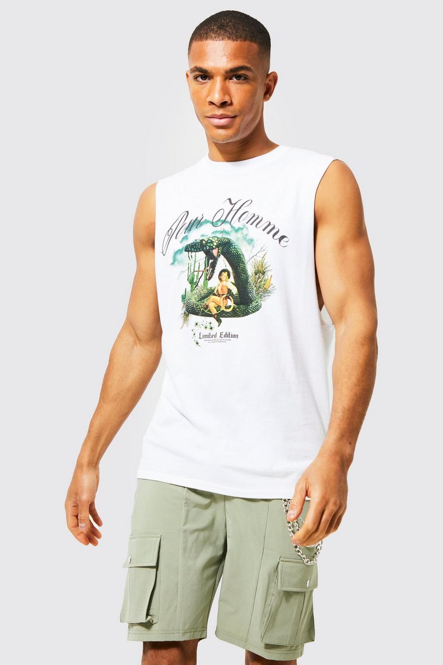 White Pour Homme Graphic Tank image number 1