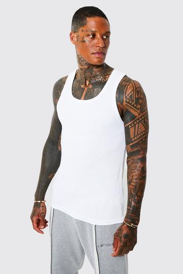 Basic Slim Fit Ribbed Vest white