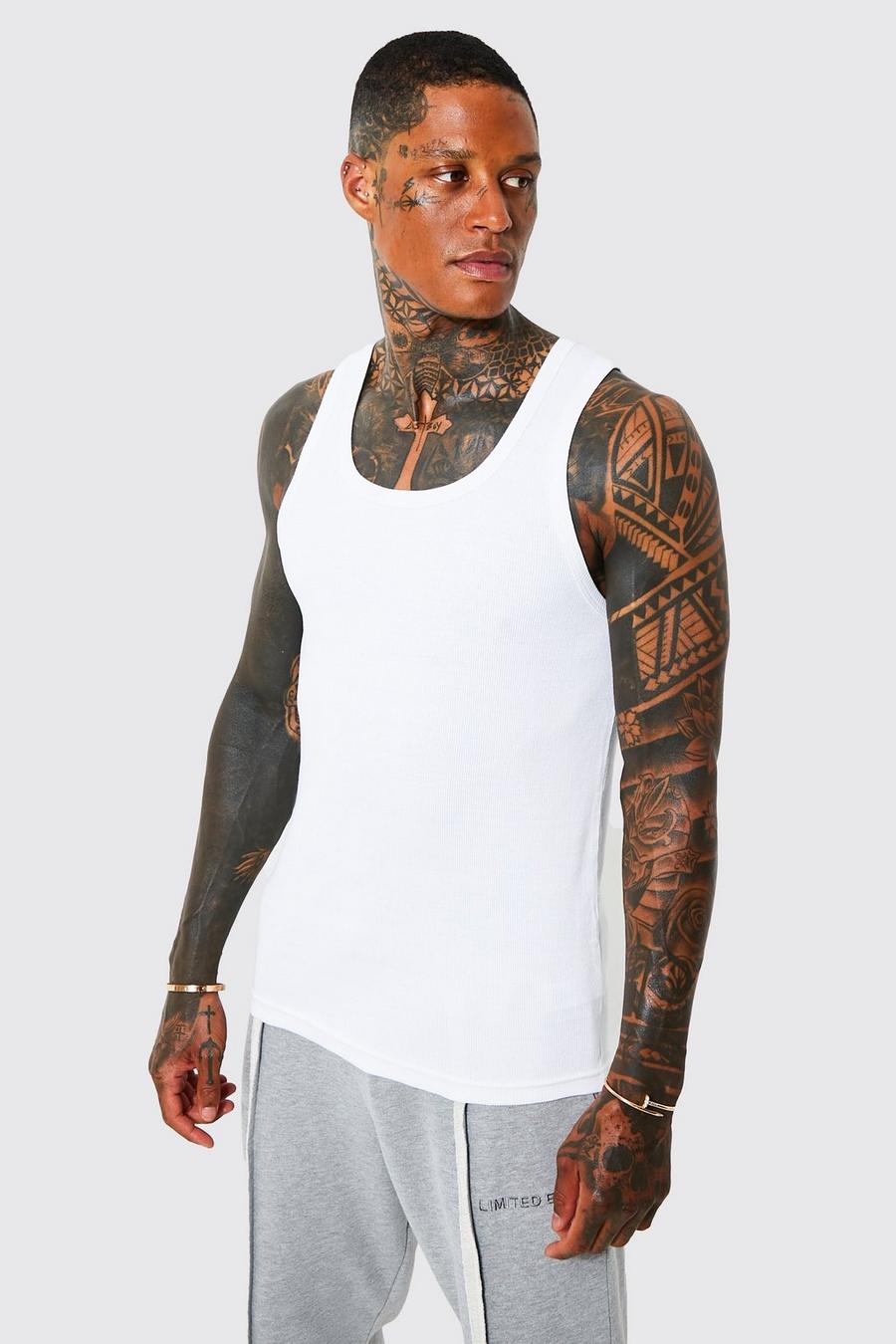 Geripptes Slim-Fit Tanktop, White image number 1