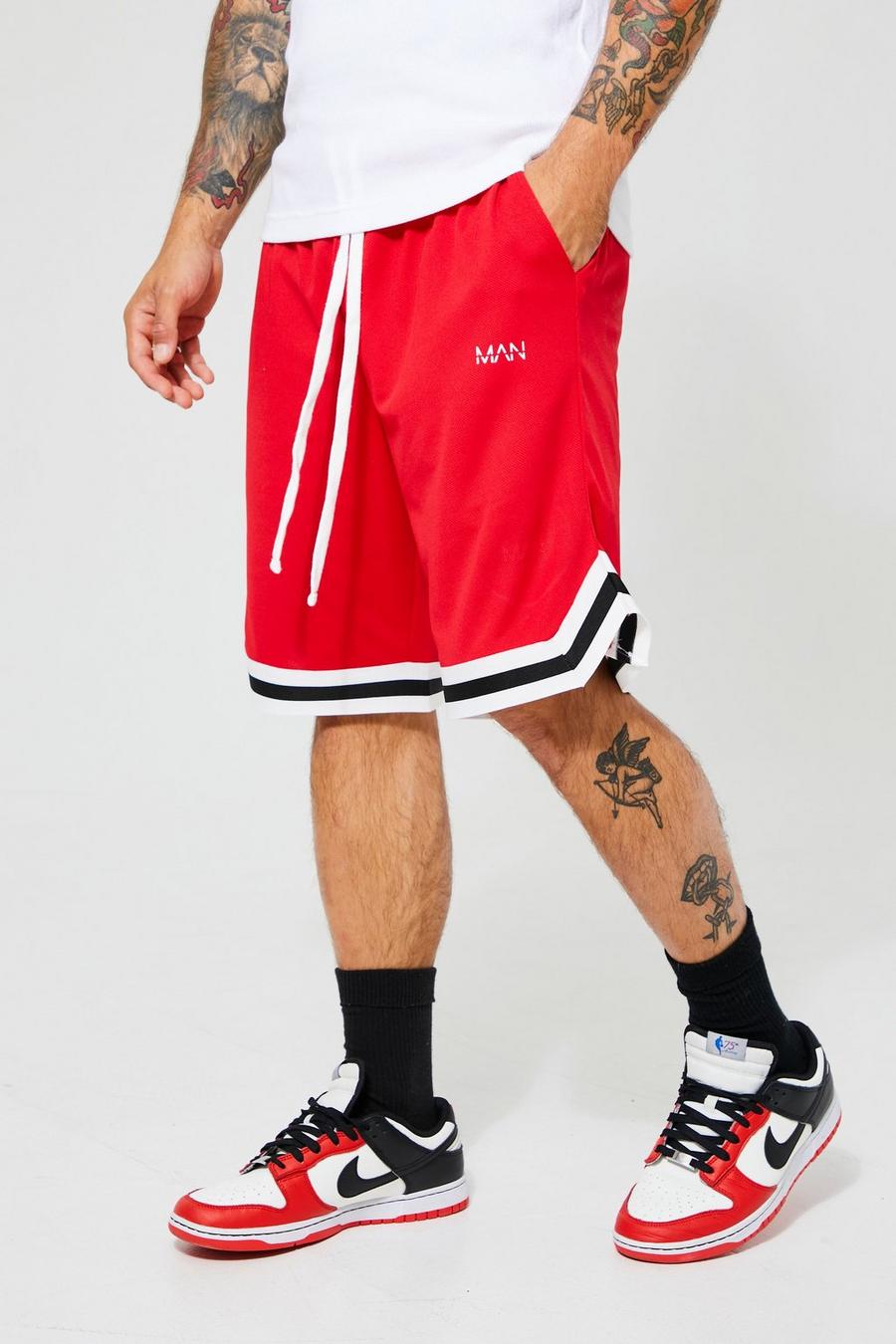 Red Original Man Mesh Tape Basketball Shorts image number 1