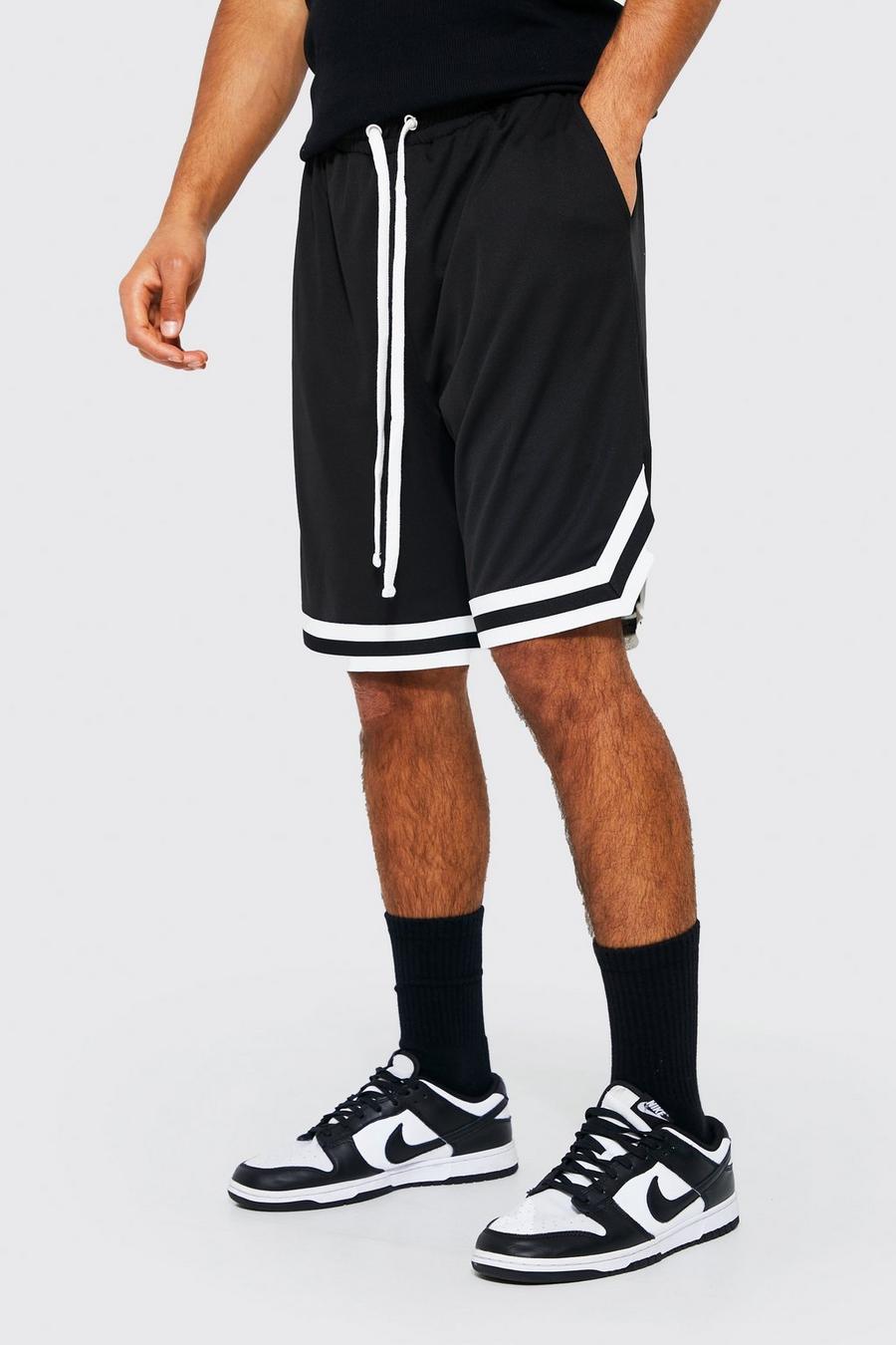 Black Mesh Tape Basketball Shorts image number 1
