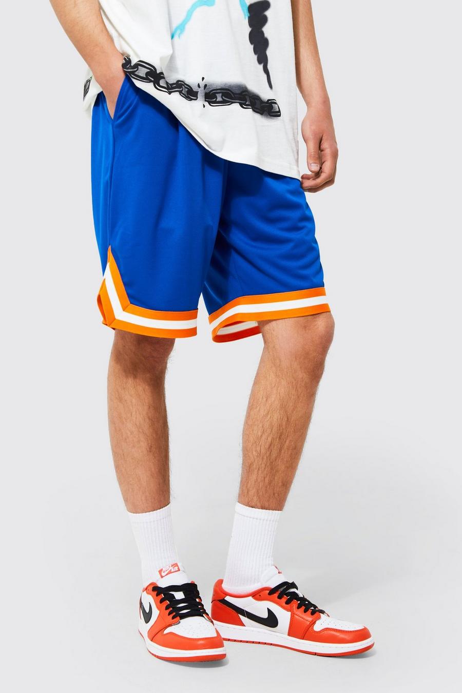 Blue bleu Mesh Tape Basketball Shorts