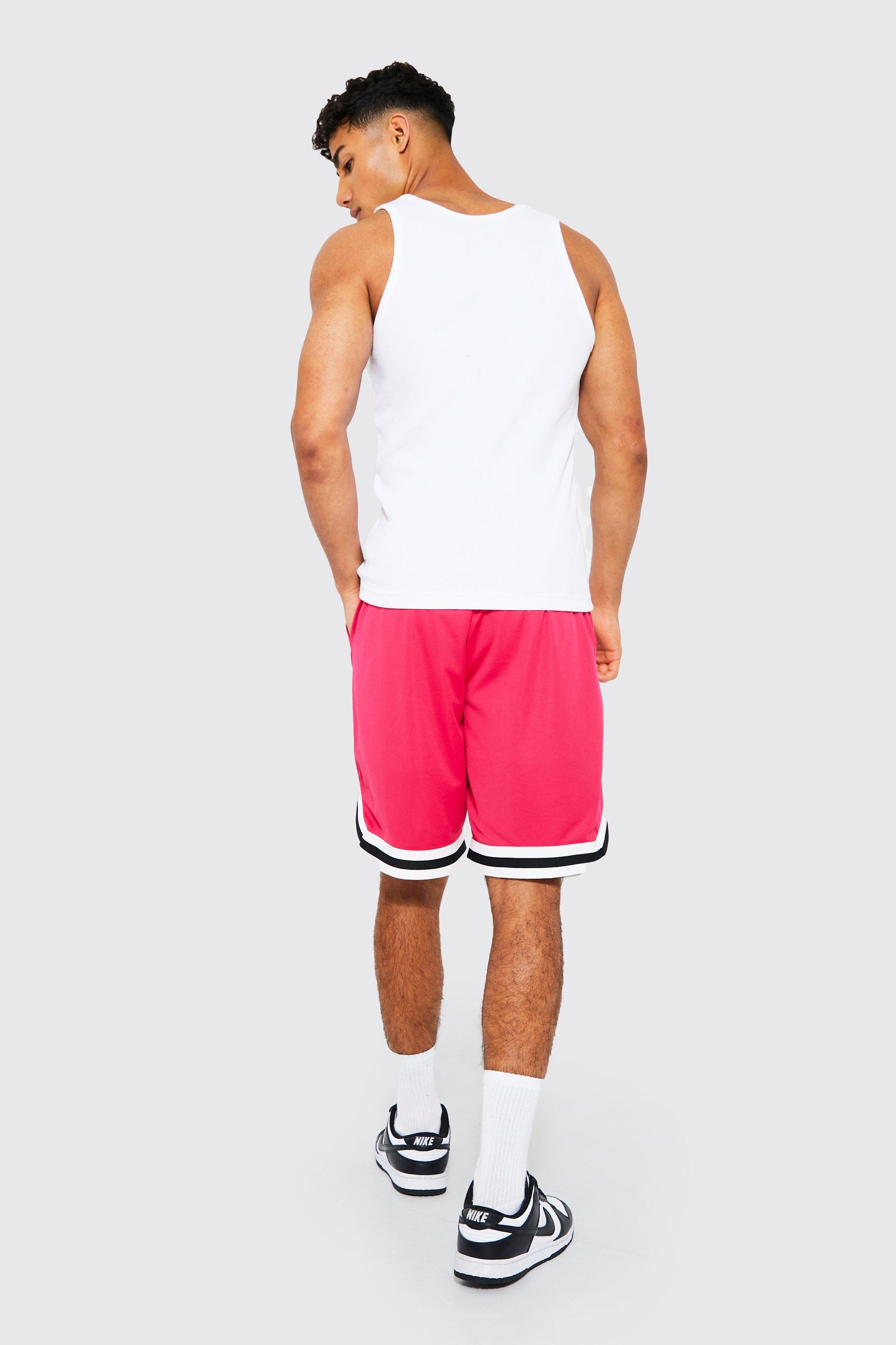 Womens Clothing Shorts Knee-length shorts and long shorts Boohoo Denim Mesh Tape Basketball Shorts in Pink 