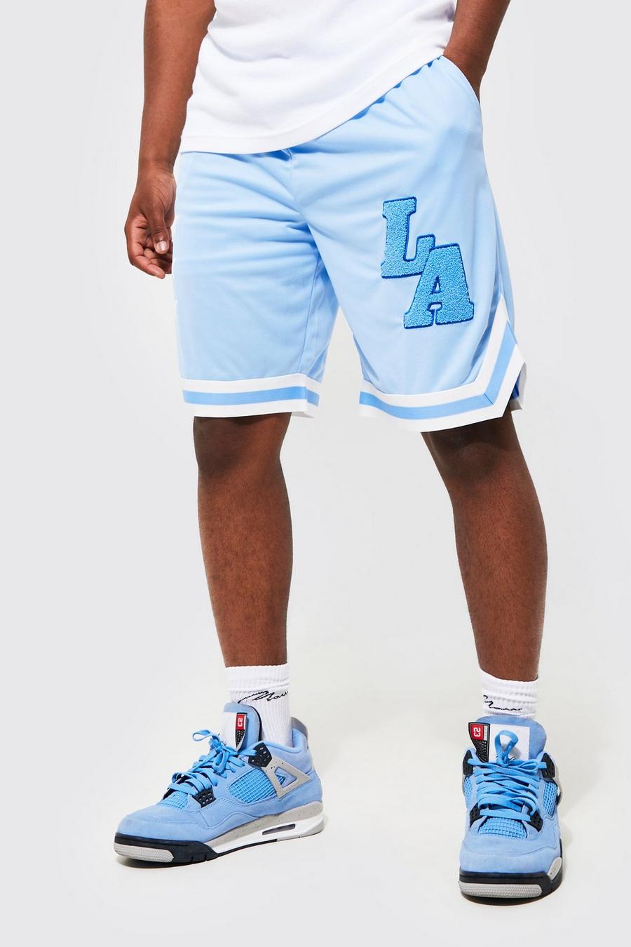 Light blue La Varsity Mesh Tape Basketball Shorts image number 1
