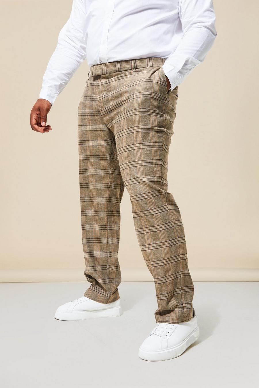 Beige Plus Slim Check Suit Trouser image number 1