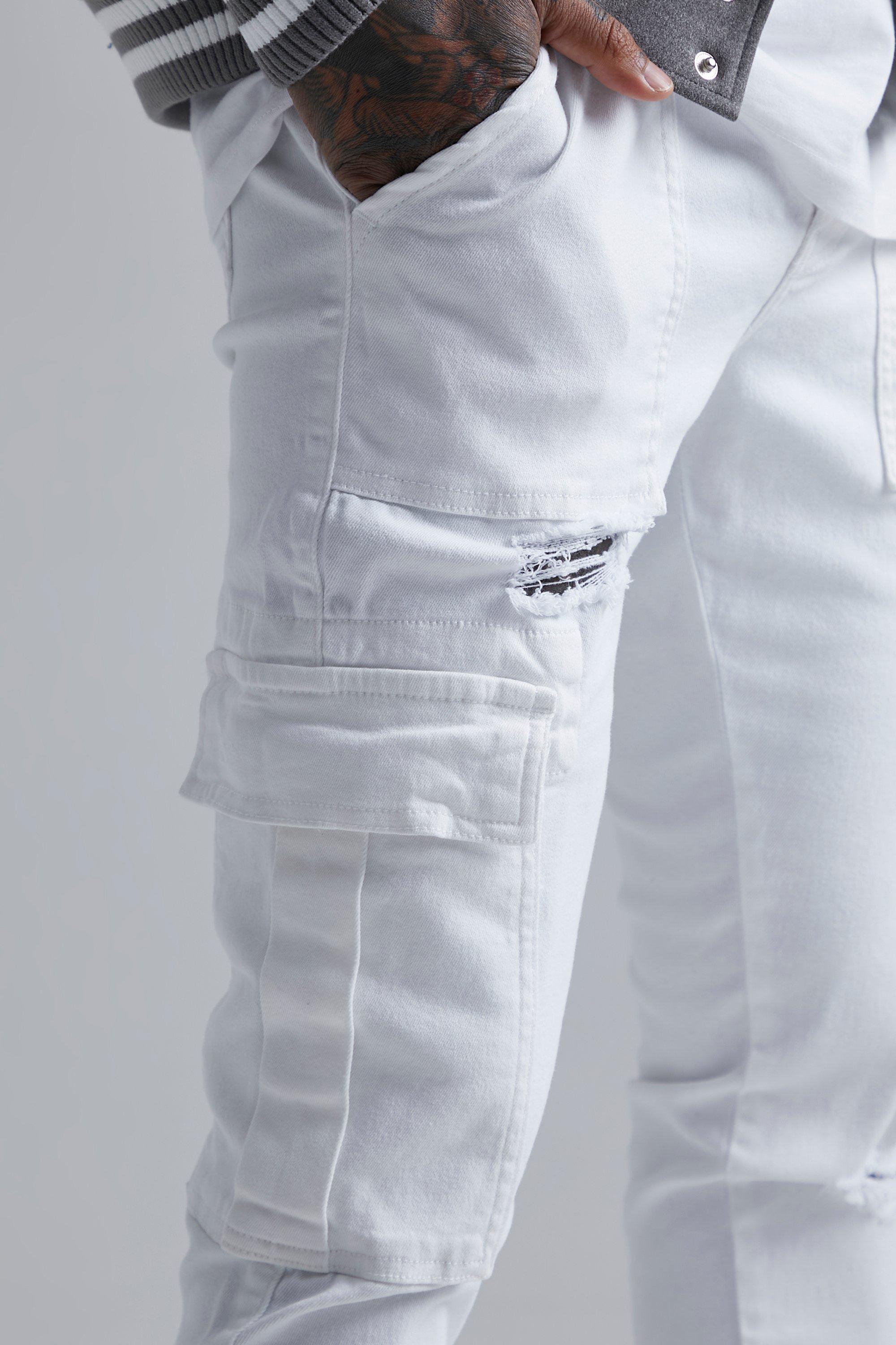 THE NEW SLIM CARGO JEANS - White