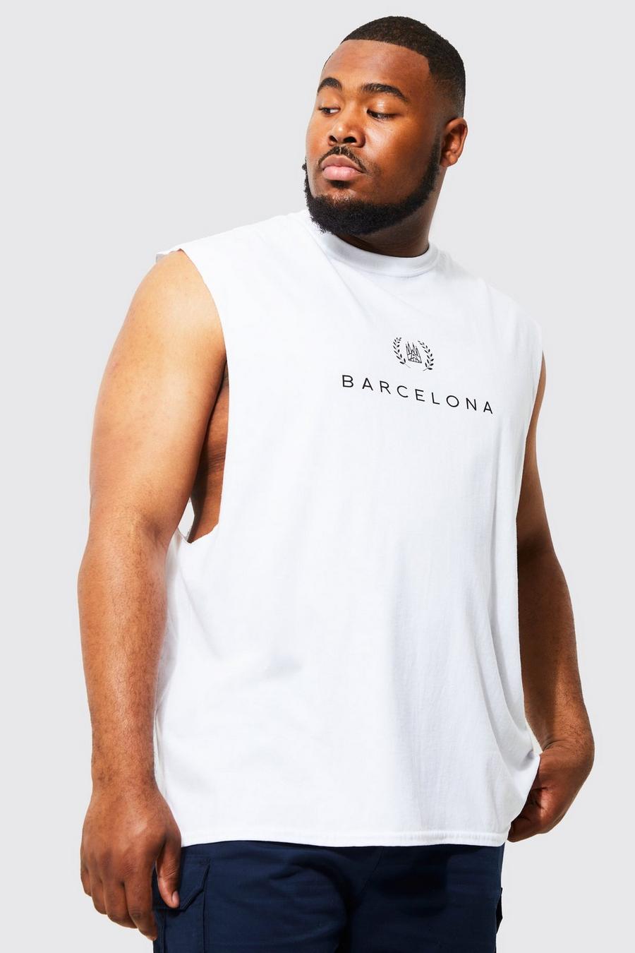 Plus Tanktop mit Barcelona-Print, White blanc