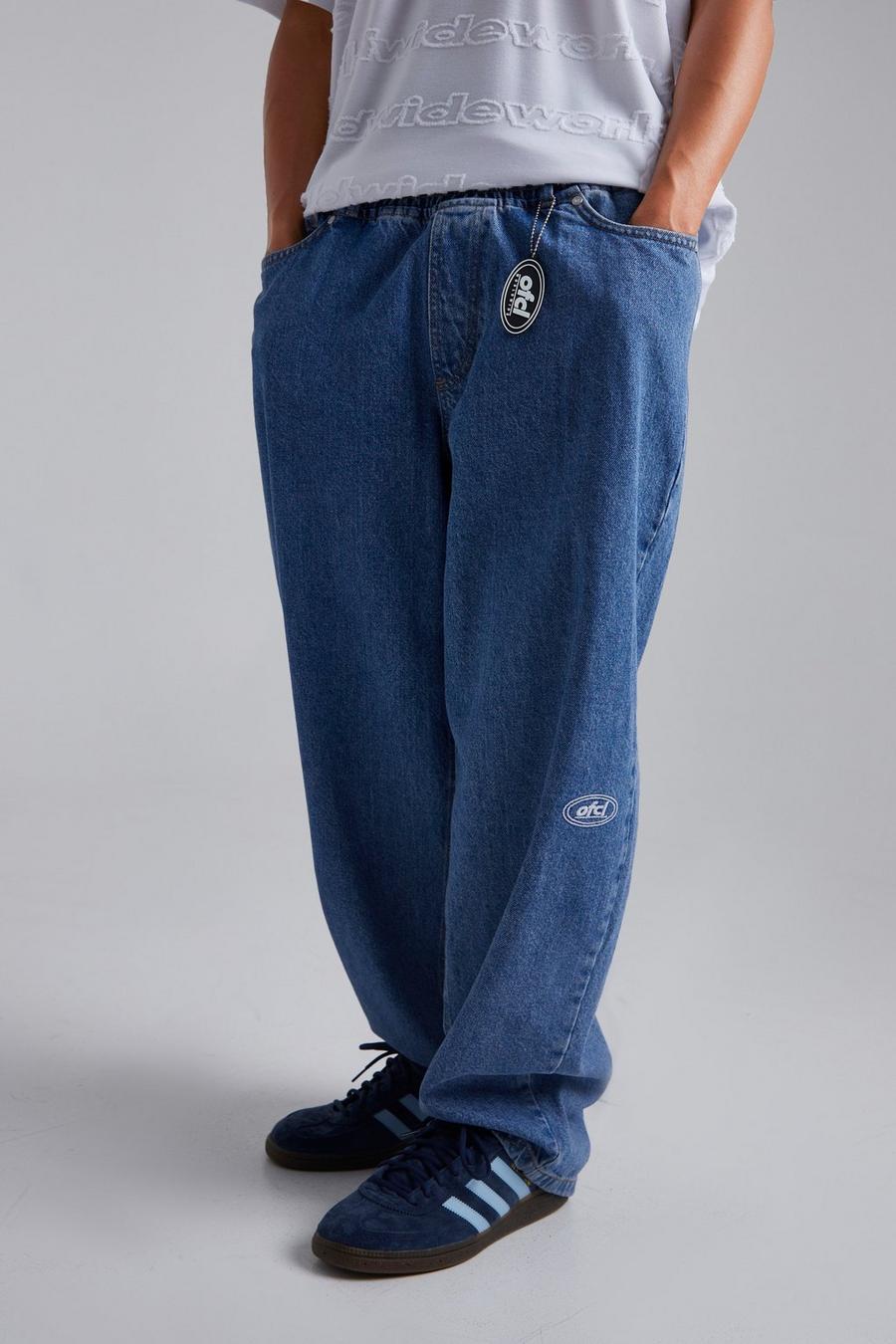 Light blue blå Jeans med ledig passform och elastiskt midjeband image number 1