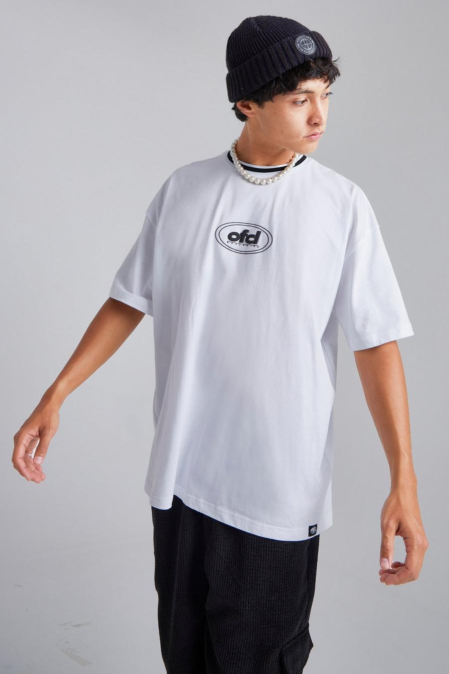 White vit Ofcl Oversize t-shirt i tjockt tyg