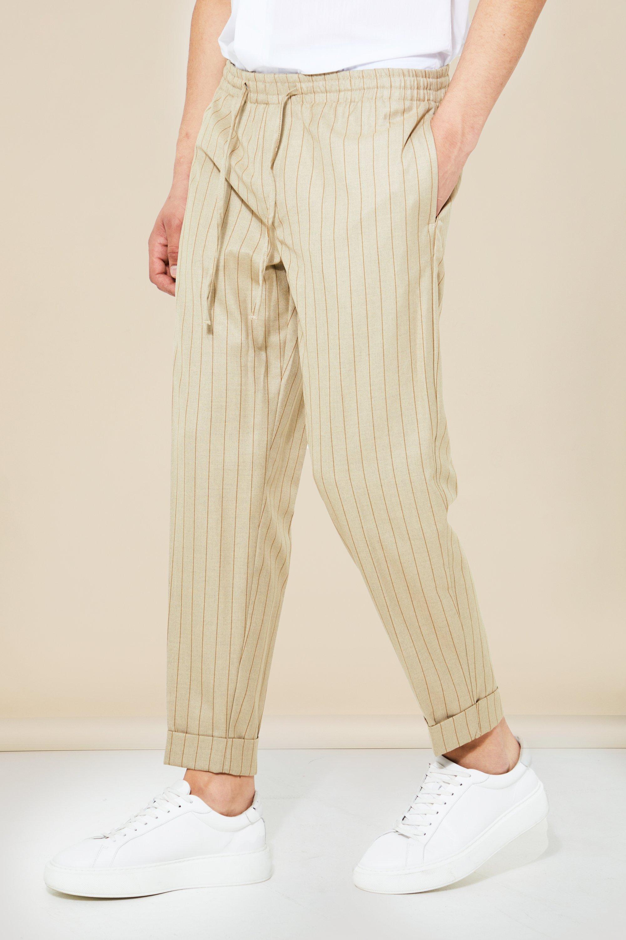 mens pinstripe cropped trousers