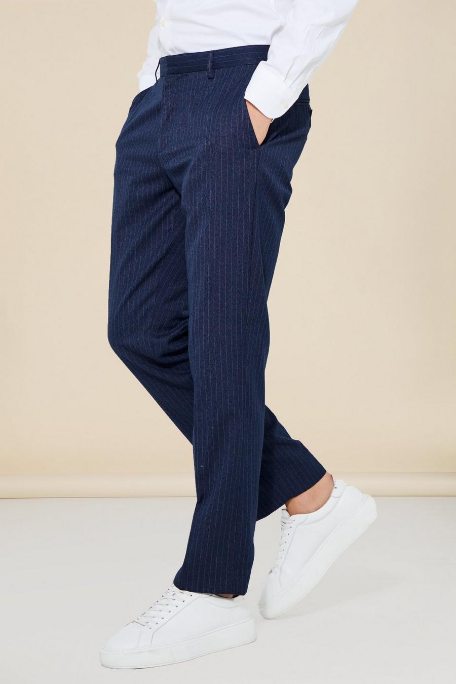 Pantaloni sartoriali Skinny Fit a righe verticali, Navy blu oltremare