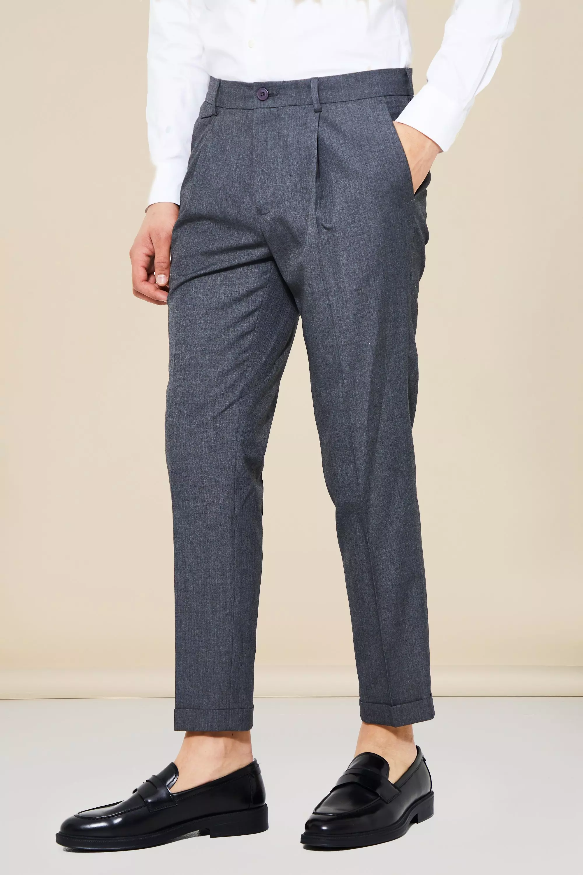 Grey Slim Turn Up Hem Tailored Trouser alternative image
