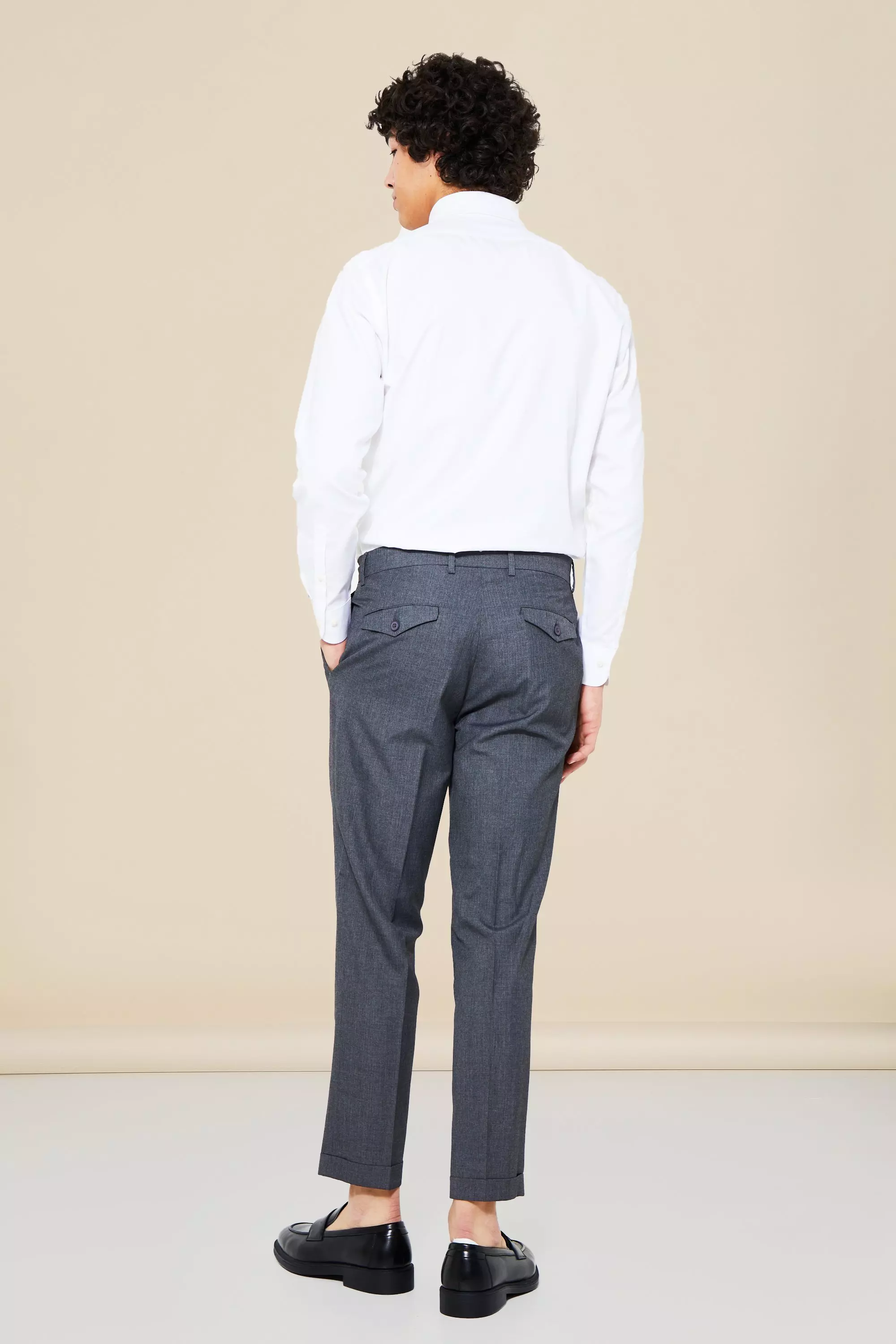 Grey Slim Turn Up Hem Tailored Trouser alternative image