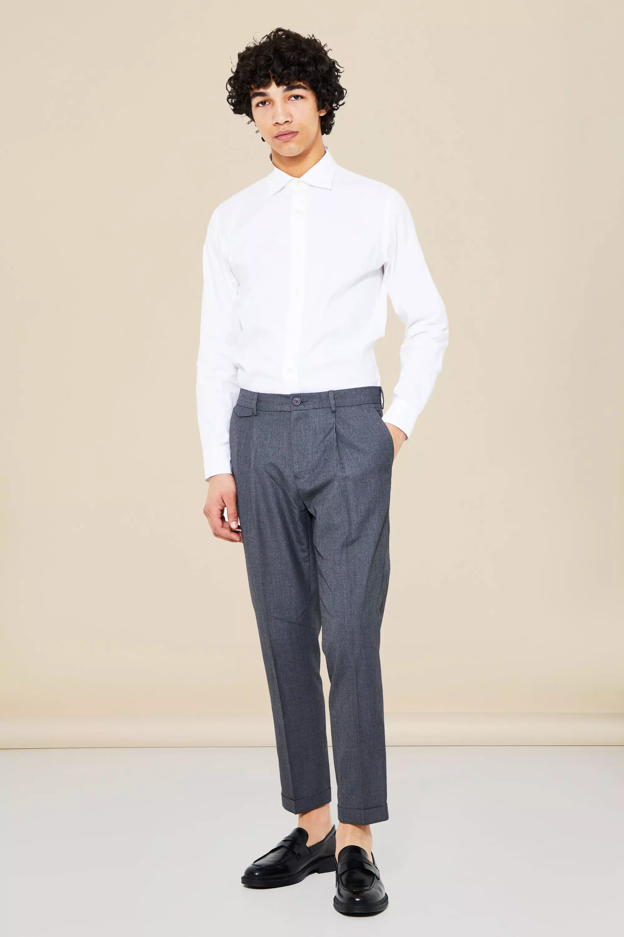 Grey Slim Turn Up Hem Tailored Trouser alternative image