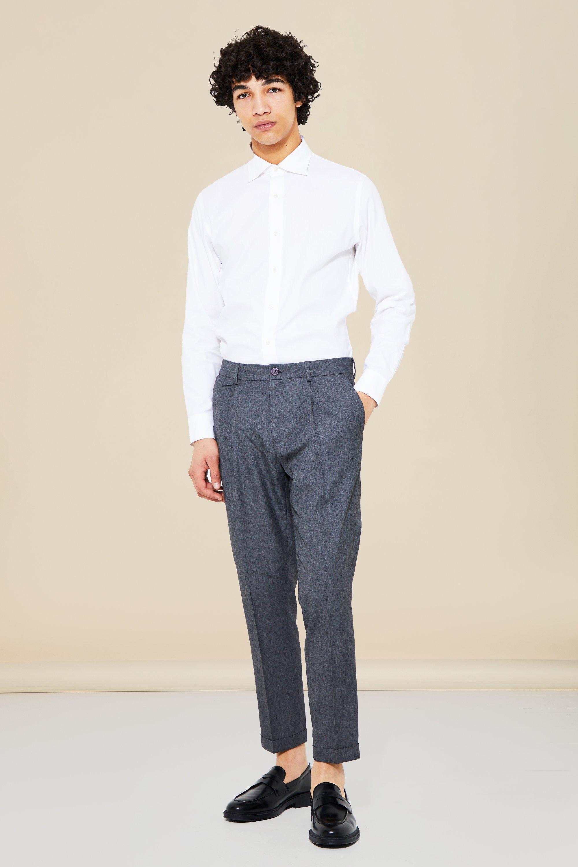 Slim Turn Up Hem Tailored Trouser | boohoo USA