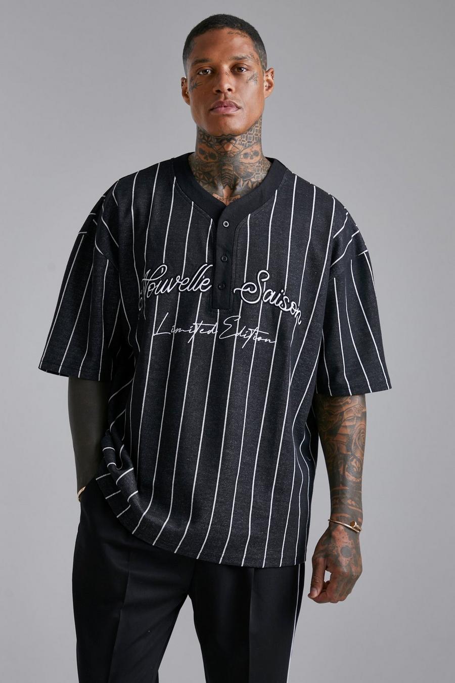 Black Randig baseballskjorta