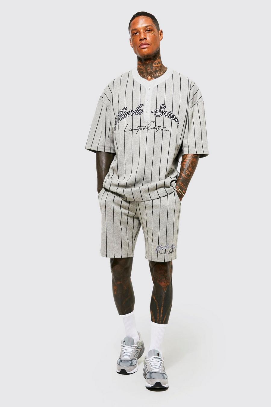 Grey Jacquard Stripe Baseball Set image number 1