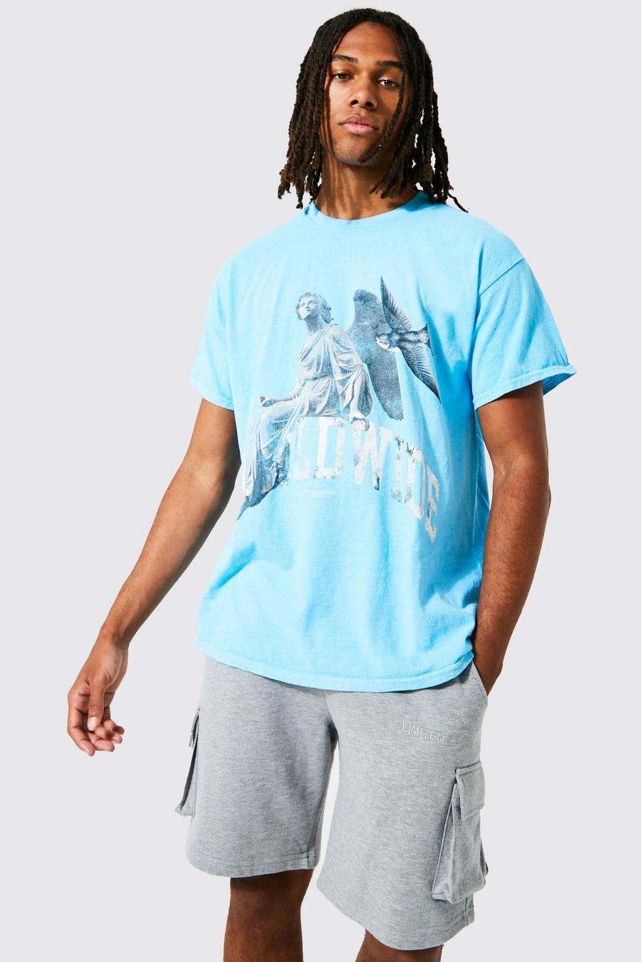 Light blue Worldwide Oversize överfärgad t-shirt image number 1