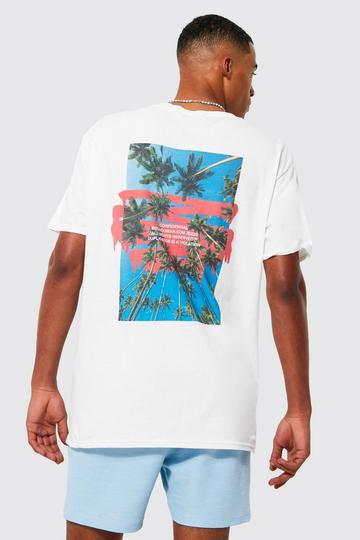 White Oversized Palm Back Graphic T-shirt