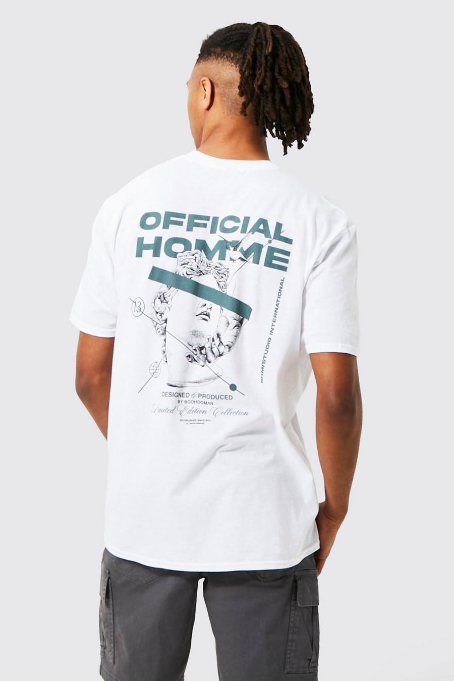 White Oversized Statue Back Graphic T-shirt image number 1