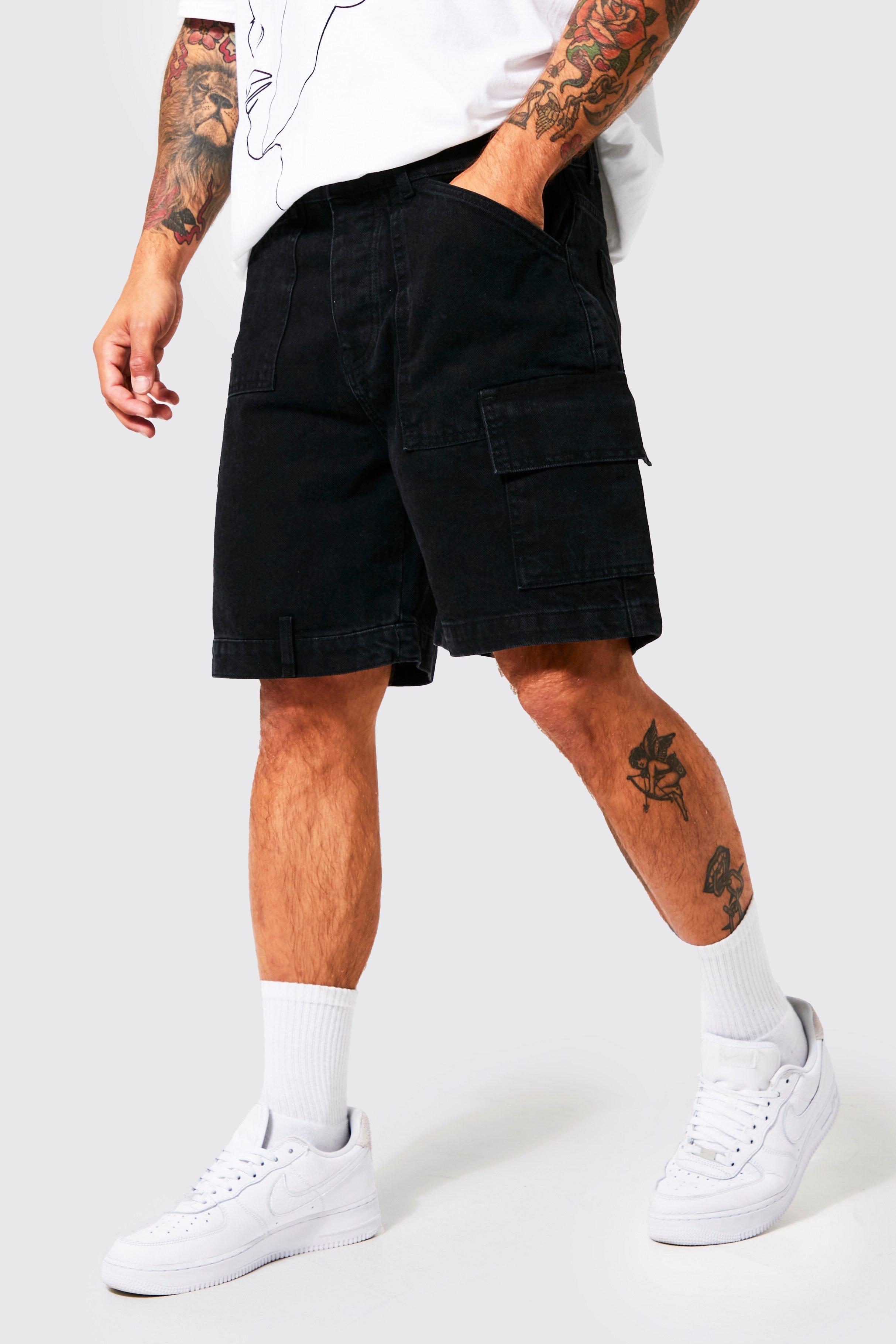 mens denim shorts relaxed fit