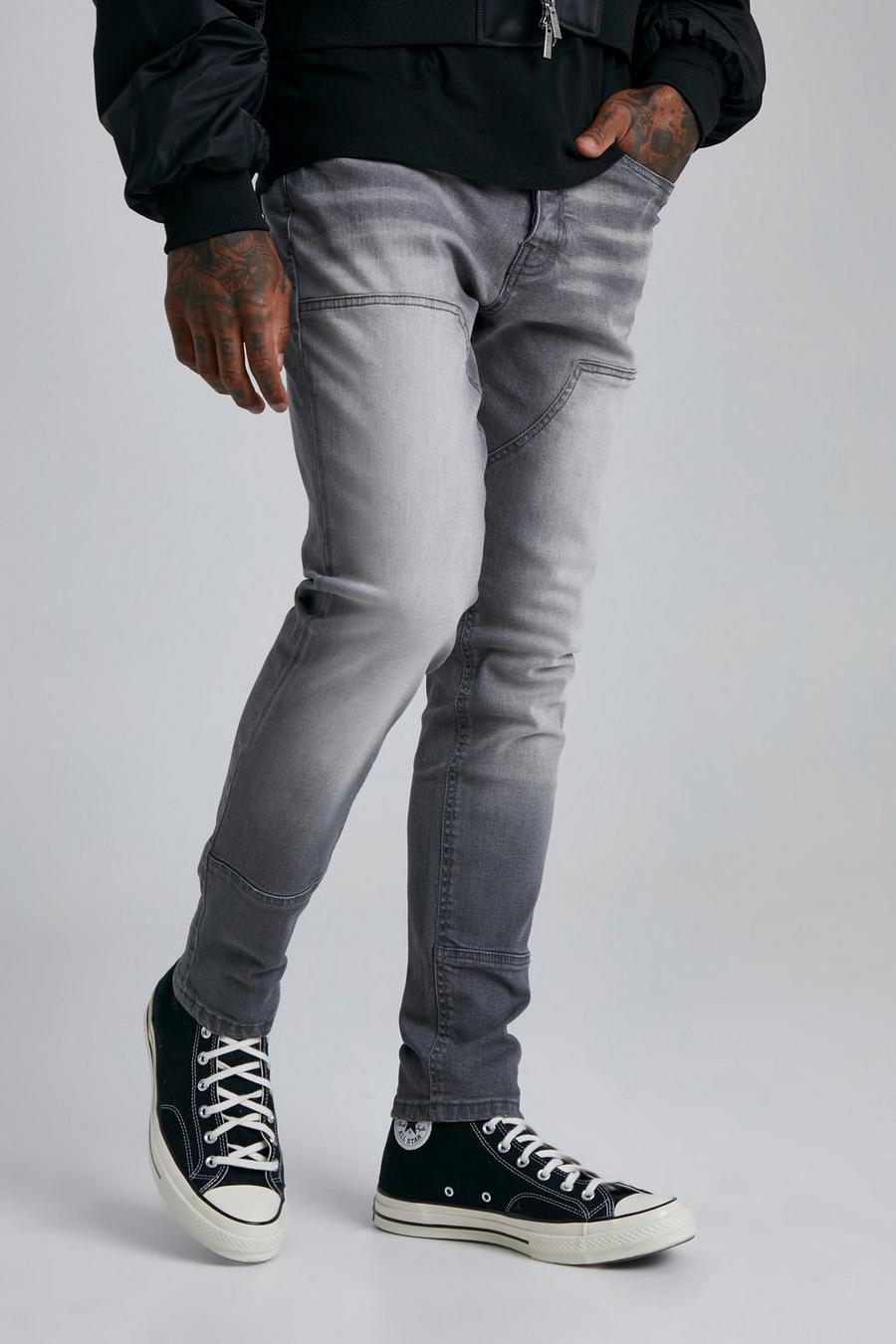 Jeans stile Carpenter Skinny Fit in Stretch, Mid grey gris
