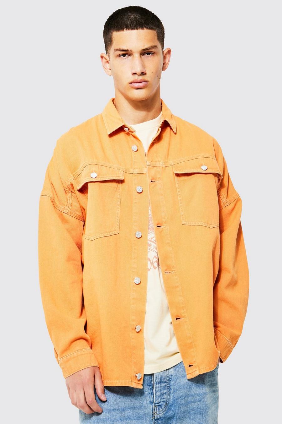 Orange Oversized Overdye Denim Shirt image number 1