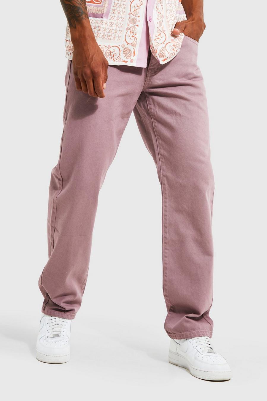 Mauve Relaxed Fit Overdye Jeans  image number 1