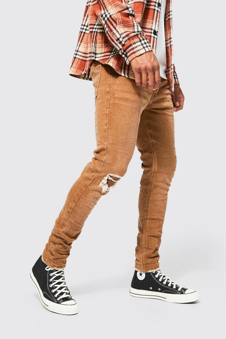 Brown Skinny Stretch Overdye Jeans image number 1