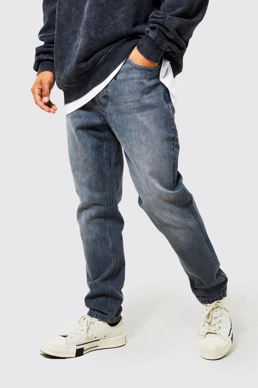 Dark grey Relaxed Fit Tapered Jeans image number 1