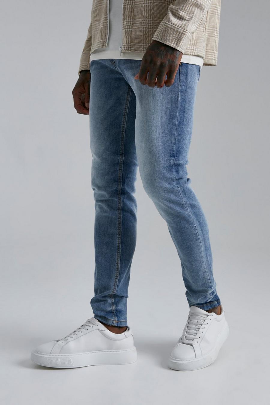כחול בהיר ג'ינס סקיני סטרץ' משופשף image number 1