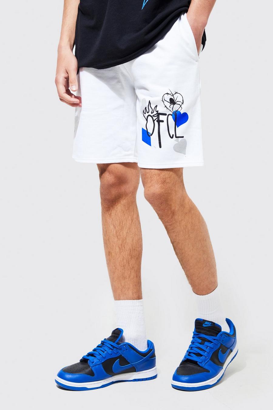 Shorts Official Shorts mit Grafitti-Print, White weiß