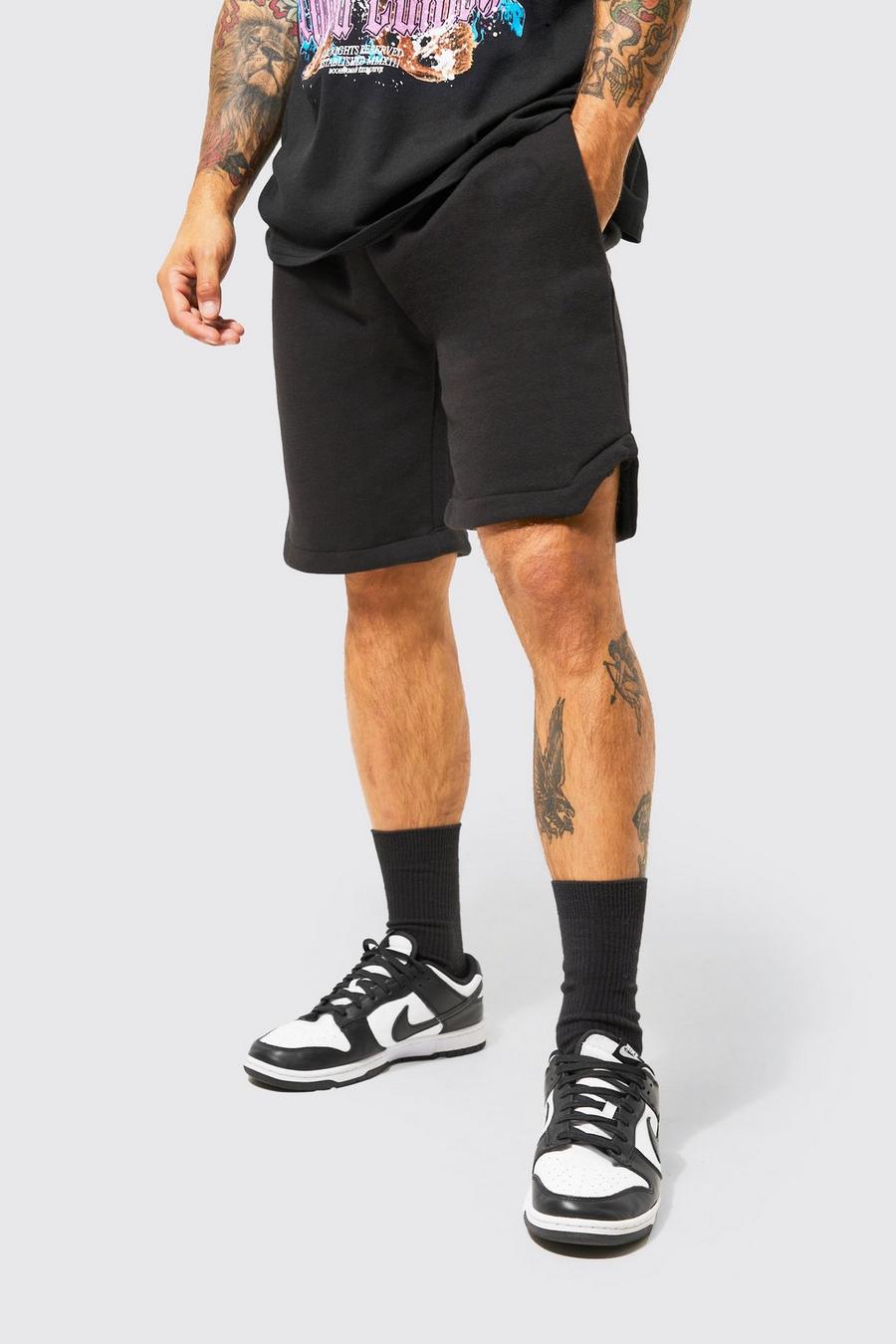 Black Loose Fit Jersey Short With Hem Detail image number 1