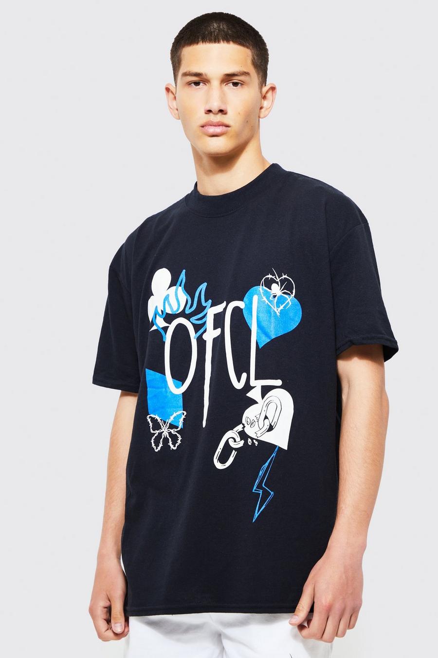 Oversized Extended Neck Ofcl Graffiti T-shirt | boohoo