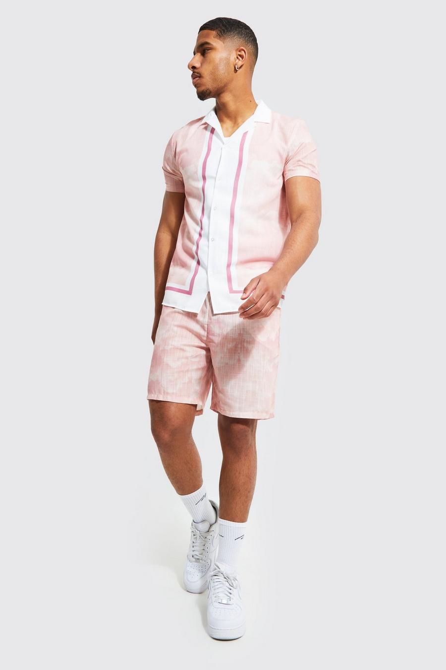 Light pink Tall Cloud Border Shirt And Short Set