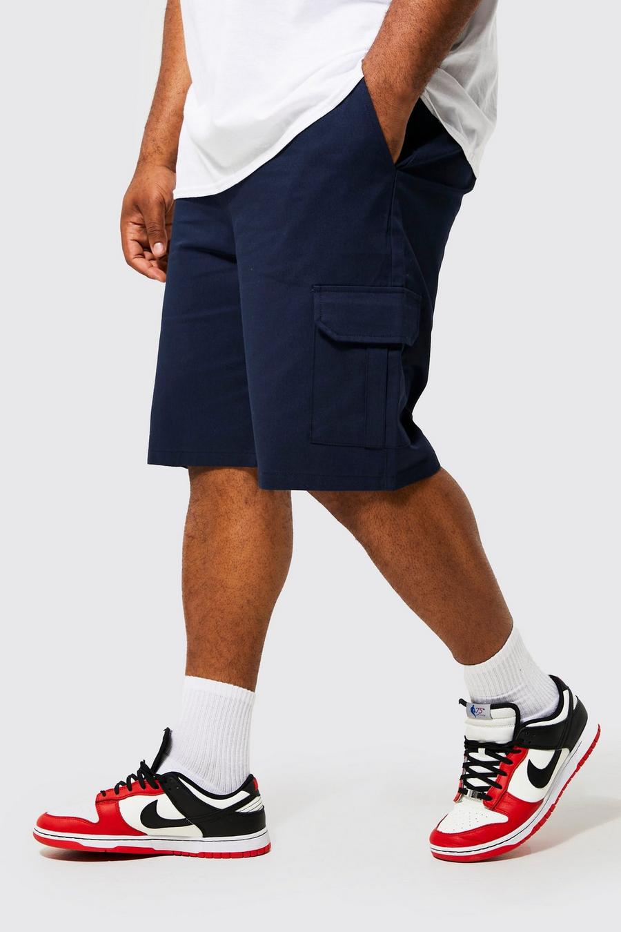 Plus Cargo-Shorts mit elastischer Taille, Navy image number 1