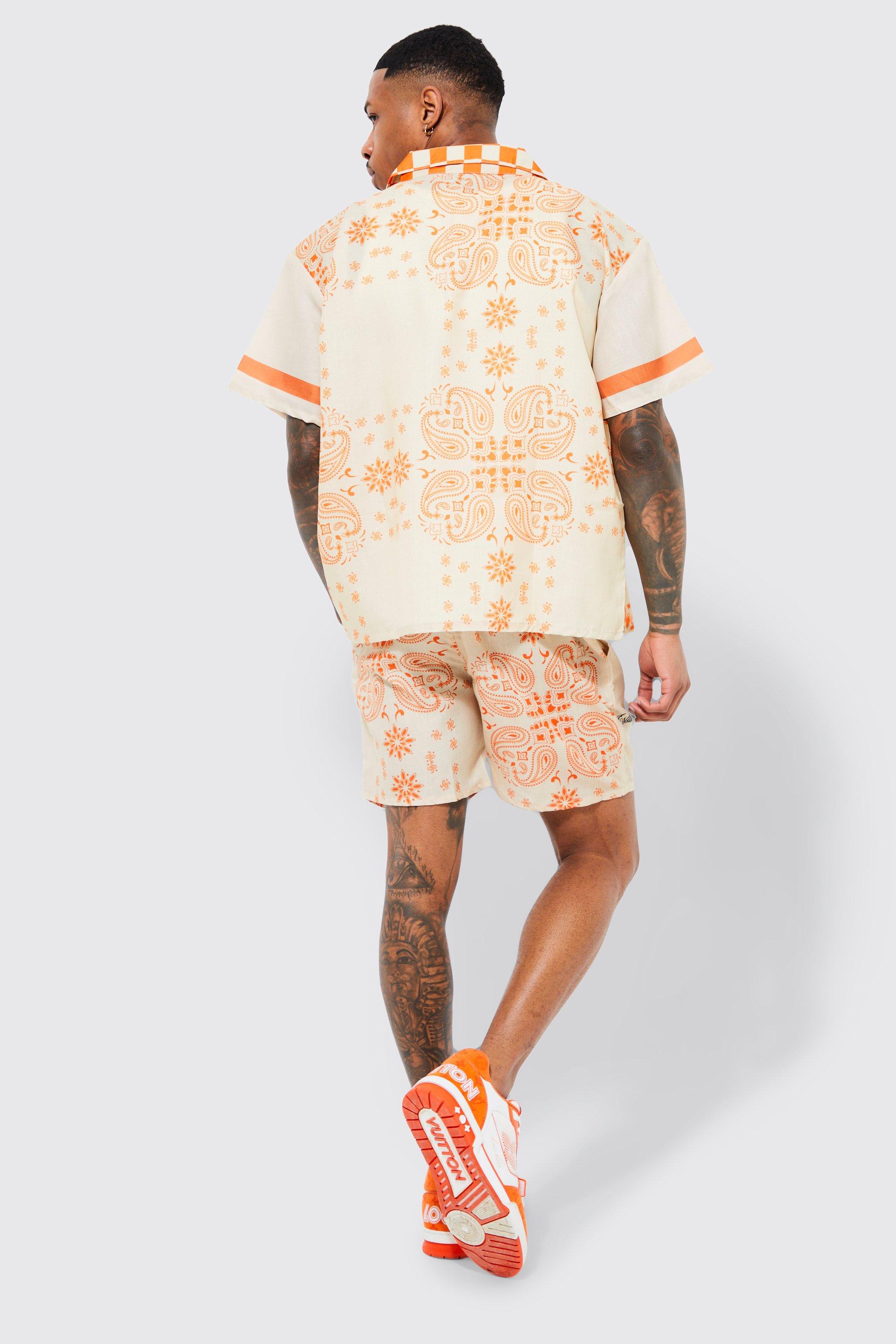 Louis Vuitton Monogram Bandana Short-sleeved Shirt, Orange, XXL