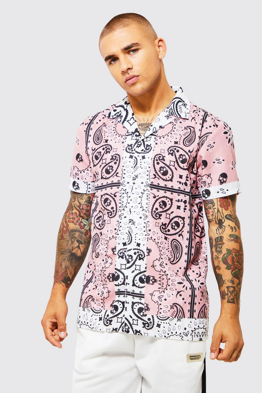 Pink Short Sleeve All Over Paisley Print Shirt image number 1