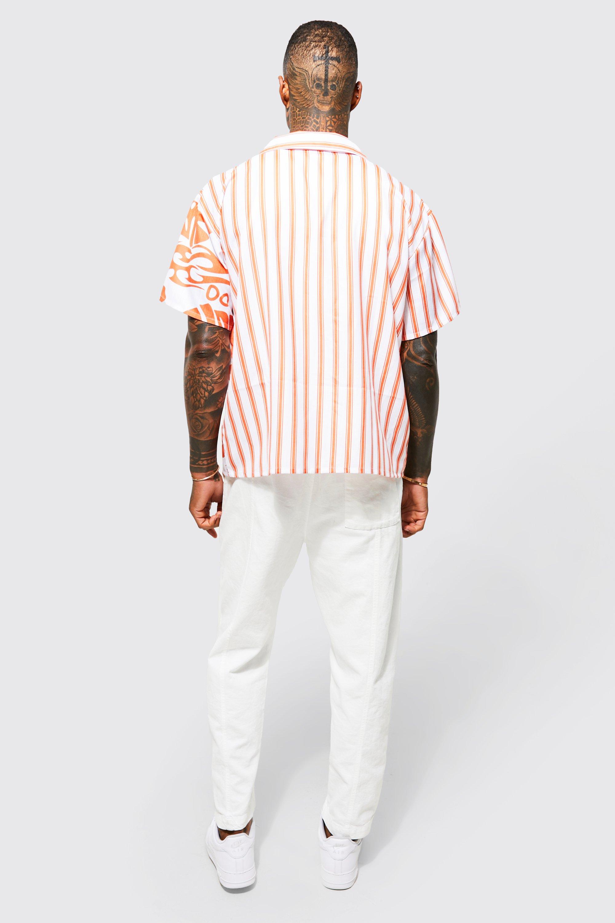 Short Sleeve Boxy Fit Spliced Floral Shirt | boohoo NO
