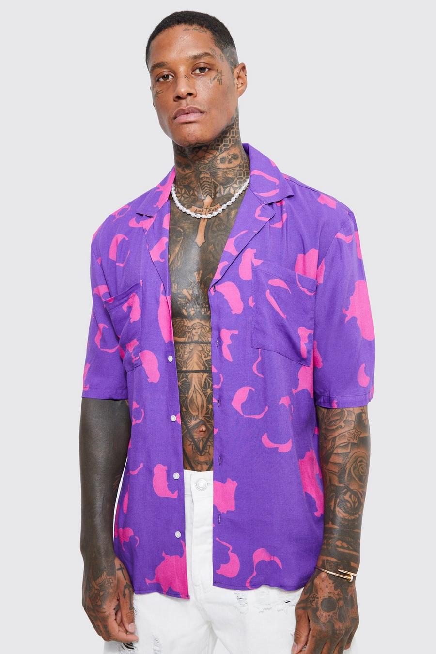 Camisa de manga corta con solapas, Purple image number 1