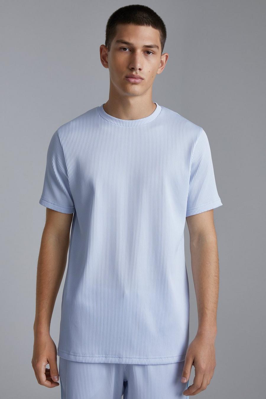 Light blue Slim Fit Pleated T-shirt image number 1