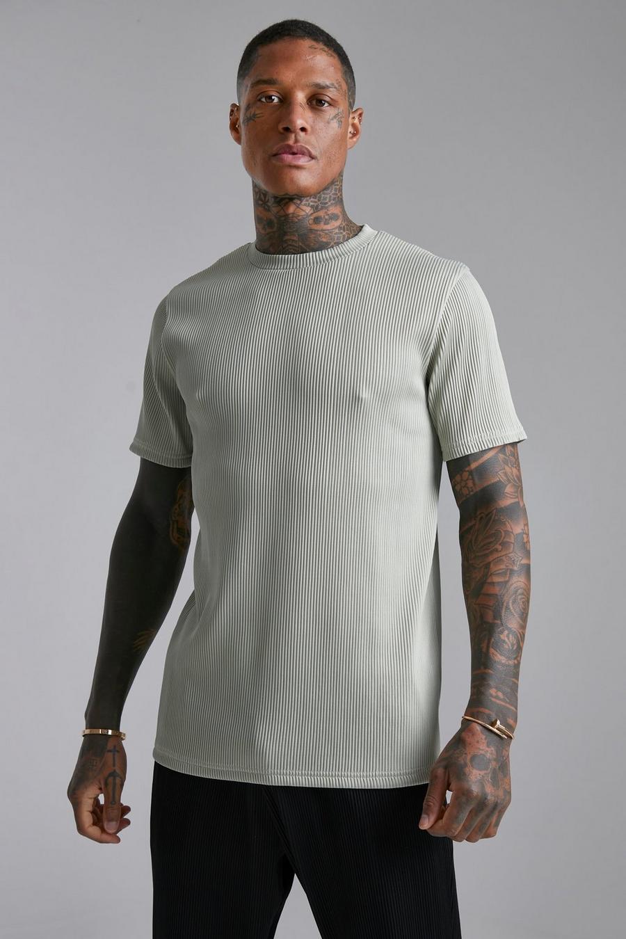 Sage Slim Fit Pleated T-shirt image number 1