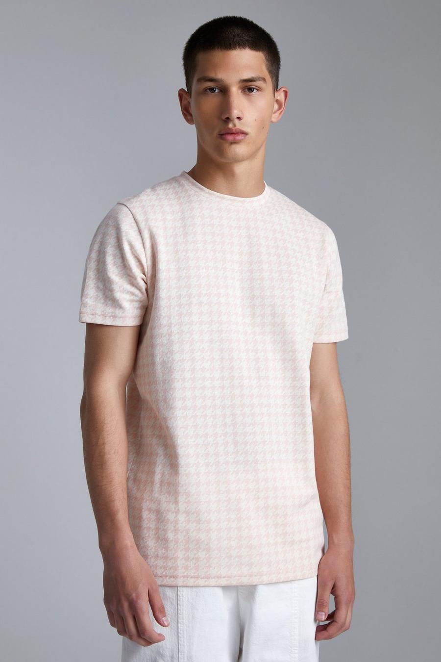 Light pink Slim Fit Jacquard T-shirt