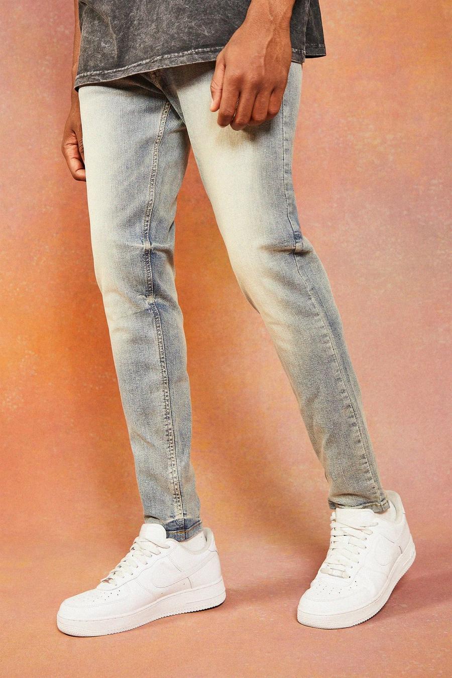 כחול עתיק ג'ינס סקיני סטרץ' משופשף image number 1