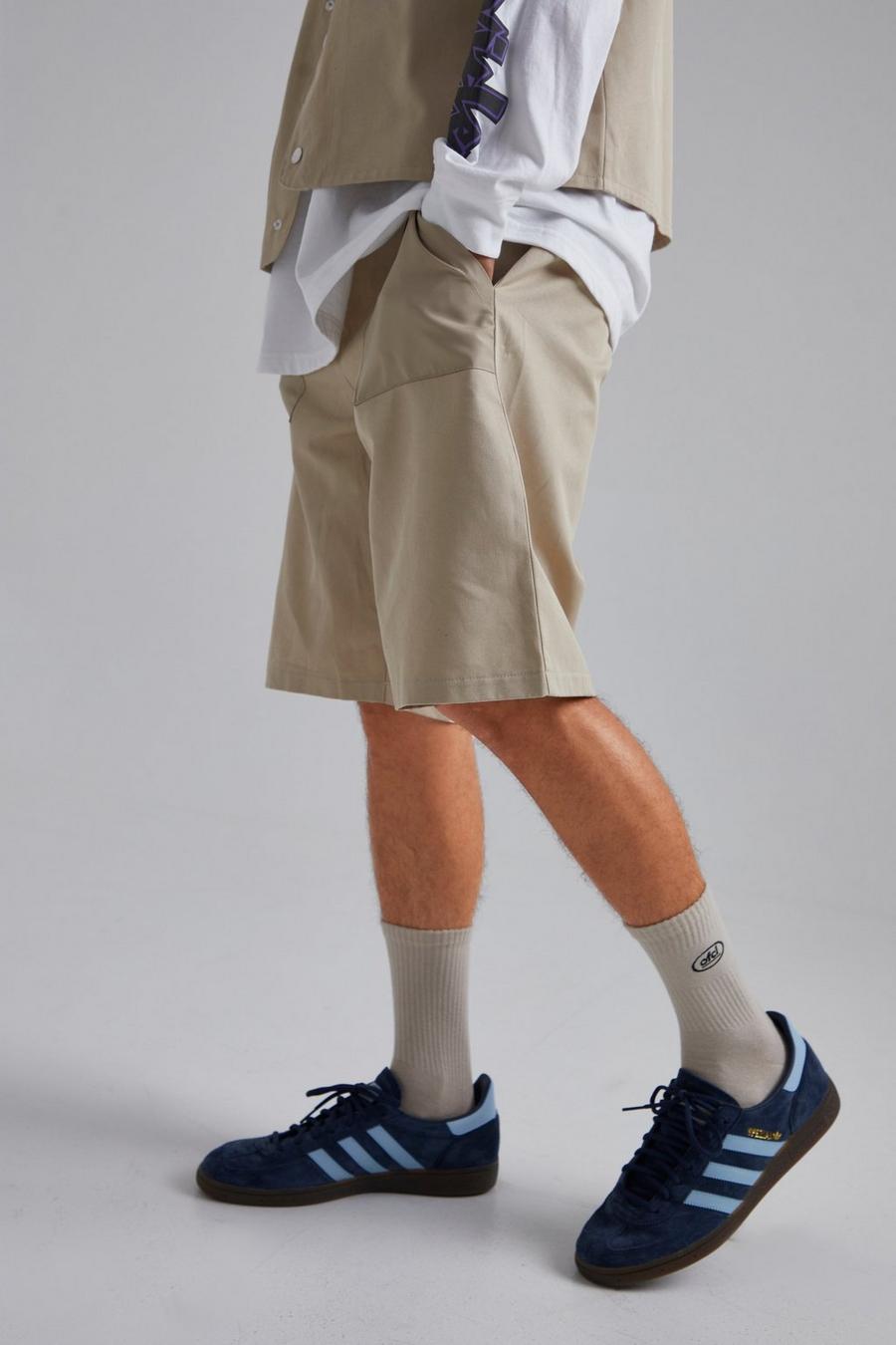 Stone Skate Fit Peached Pocket Detail Chino Shorts  image number 1