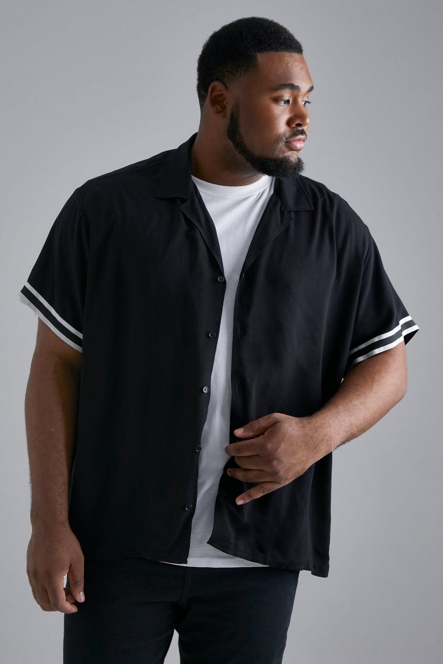 Black Plus Skjorta med bowlingkrage och kantband image number 1
